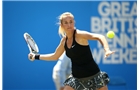 BIRMINGHAM, ENGLAND - JUNE 13:  Klara Koukalova of the Czech Republic in action against Ana Ivanovic of Serbia during Day 5 of the Aegon Classic at Edgbaston Priory Club on June 13, 2014 in Birmingham, England.  (Photo by Jordan Mansfield/Getty Images for Aegon)